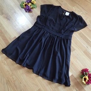 Modcloth Black Wrap Dress Top Flutter Sleeve ALine